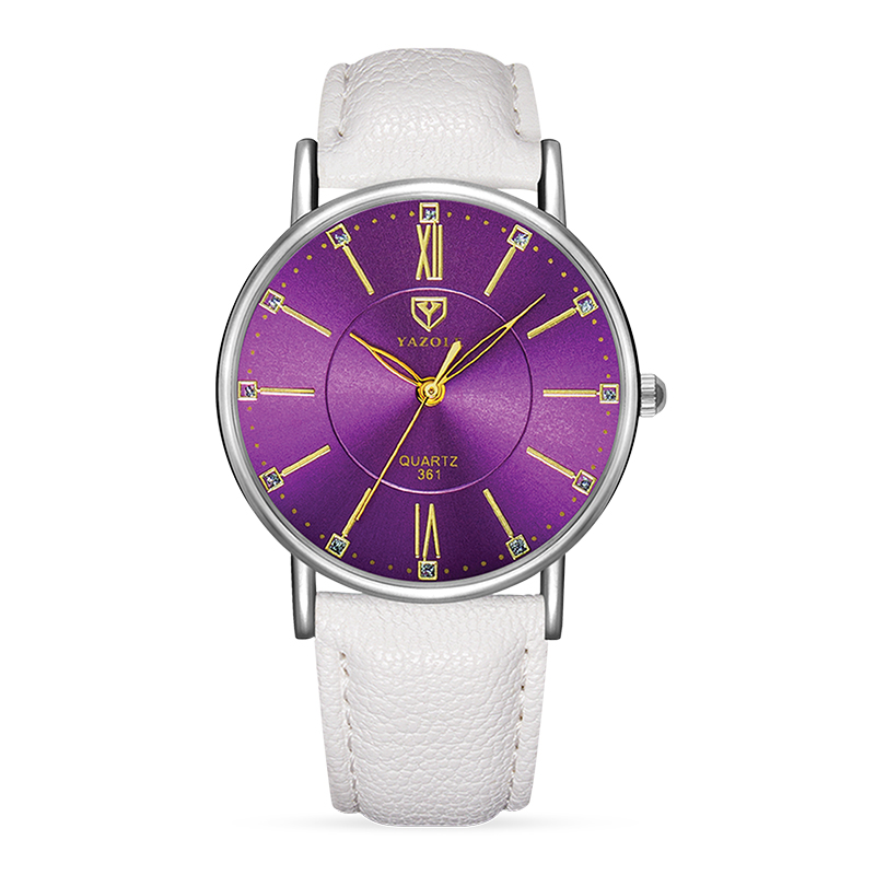 Ladies Watch White Strap and Purple Dial